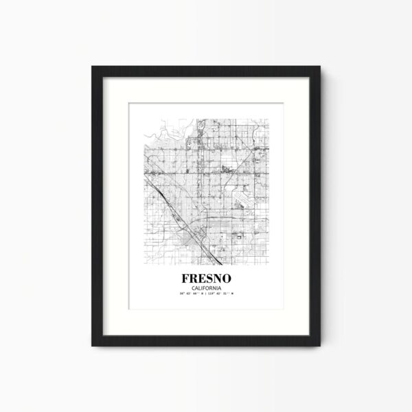 Eleville Unframed Fresno California City View Abstract Road Modern Map Art Print Poster Wall Office Home Decor Minimalist Line Art Hometown wgn325