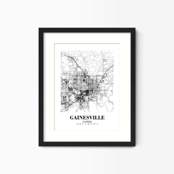 Eleville Unframed Gainesville Florida City View Abstract Road Modern Map Art Print Poster Wall Office Home Decor Minimalist Line Art Hometown wgn326
