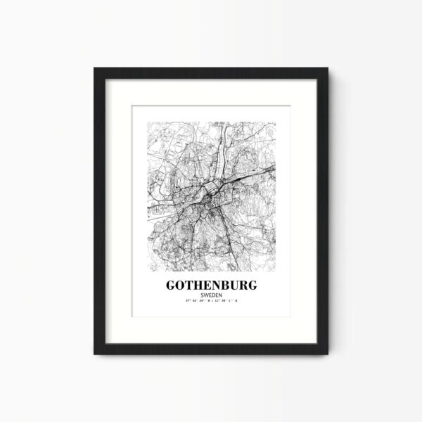 Eleville Unframed Gothenburg Sweden City View Abstract Road Modern Map Art Print Poster Wall Office Home Decor Minimalist Line Art Hometown wgn329