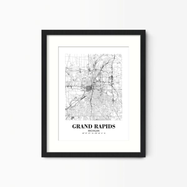 Eleville Unframed Grand Rapids Michigan City View Abstract Road Modern Map Art Print Poster Wall Office Home Decor Minimalist Line Art Hometown wgn330