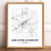 Eleville Unframed Greater Sudbury Ontario City View Abstract Road Modern Map Art Print Poster Wall Office Home Decor Minimalist Line Art Hometown wgn331 - Image 2