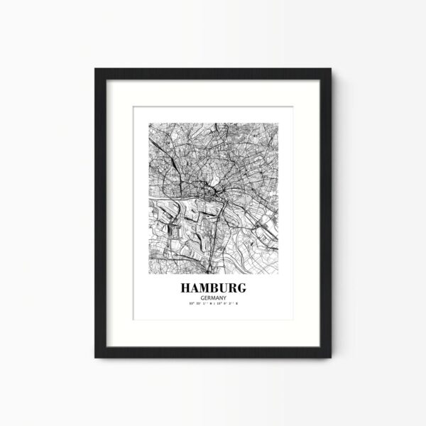 Eleville Unframed Hamburg Germany City View Abstract Road Modern Map Art Print Poster Wall Office Home Decor Minimalist Line Art Hometown wgn337