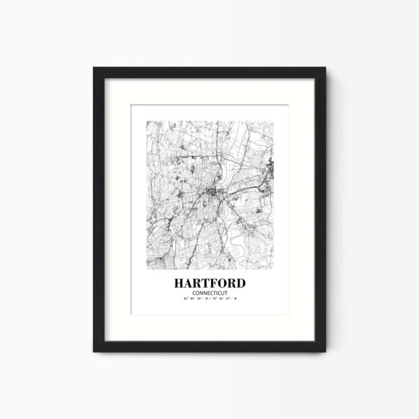 Eleville Unframed Hartford Connecticut City View Abstract Road Modern Map Art Print Poster Wall Office Home Decor Minimalist Line Art Hometown wgn341