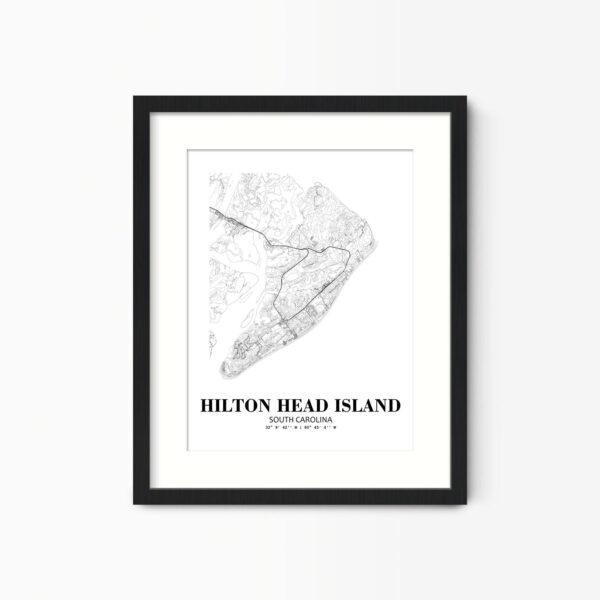 Eleville Unframed Hilton Head Island South Carolina City View Abstract Road Modern Map Art Print Poster Wall Office Home Decor Minimalist Line Art Hometown wgn344