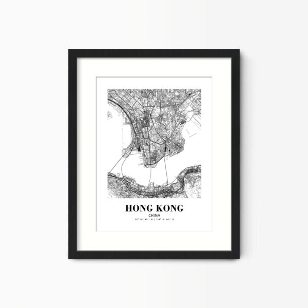 Eleville Unframed Hong Kong China City View Abstract Road Modern Map Art Print Poster Wall Office Home Decor Minimalist Line Art Hometown wgn346