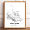 Eleville Unframed Honolulu Hawaii City View Abstract Road Modern Map Art Print Poster Wall Office Home Decor Minimalist Line Art Hometown wgn347 - Image 2