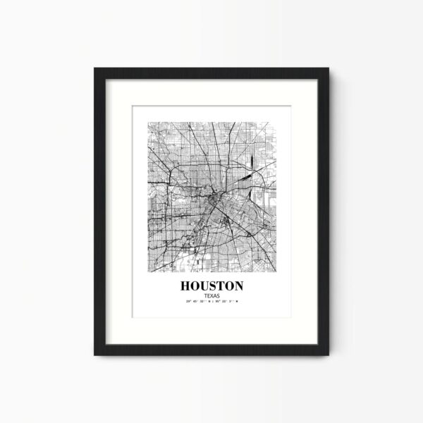 Eleville Unframed Houston Texas City View Abstract Road Modern Map Art Print Poster Wall Office Home Decor Minimalist Line Art Hometown wgn348