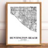 Eleville Unframed Huntington Beach California City View Abstract Road Modern Map Art Print Poster Wall Office Home Decor Minimalist Line Art Hometown wgn349 - Image 2