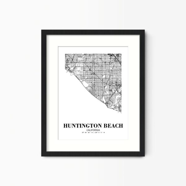 Eleville Unframed Huntington Beach California City View Abstract Road Modern Map Art Print Poster Wall Office Home Decor Minimalist Line Art Hometown wgn349