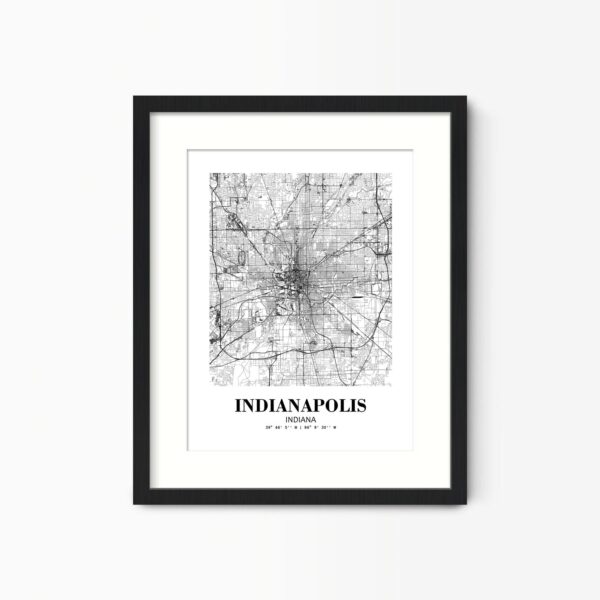 Eleville Unframed Indianapolis Indiana City View Abstract Road Modern Map Art Print Poster Wall Office Home Decor Minimalist Line Art Hometown wgn351