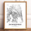 Eleville Unframed Jacksonville Florida City View Abstract Road Modern Map Art Print Poster Wall Office Home Decor Minimalist Line Art Hometown wgn354 - Image 2
