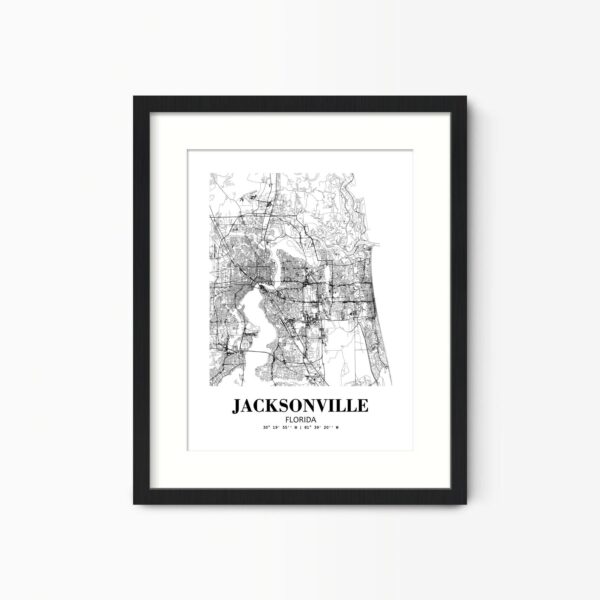 Eleville Unframed Jacksonville Florida City View Abstract Road Modern Map Art Print Poster Wall Office Home Decor Minimalist Line Art Hometown wgn354