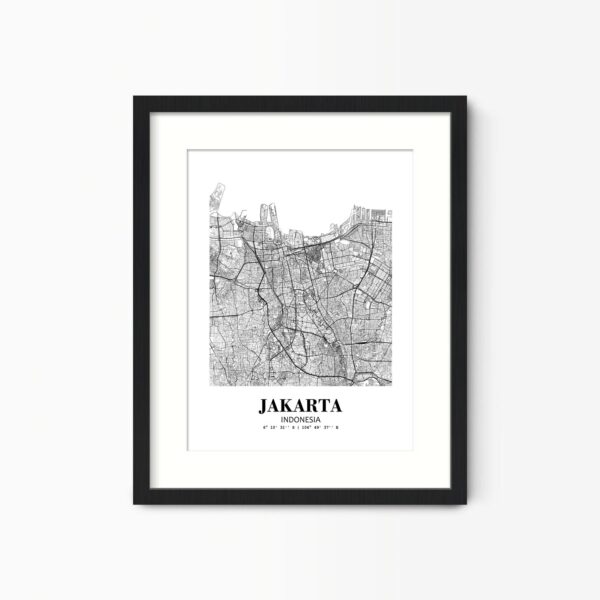 Eleville Unframed Jakarta Indonesia City View Abstract Road Modern Map Art Print Poster Wall Office Home Decor Minimalist Line Art Hometown wgn355