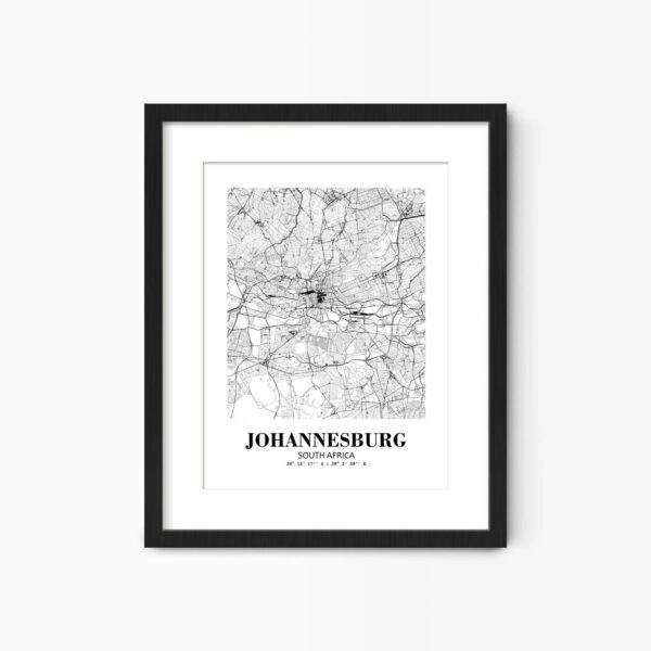 Eleville Unframed Johannesburg South Africa City View Abstract Road Modern Map Art Print Poster Wall Office Home Decor Minimalist Line Art Hometown wgn357