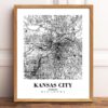 Eleville Unframed Kansas City Kansas City View Abstract Road Modern Map Art Print Poster Wall Office Home Decor Minimalist Line Art Hometown wgn360 - Image 2