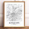Eleville Unframed Kansas City Missouri City View Abstract Road Modern Map Art Print Poster Wall Office Home Decor Minimalist Line Art Hometown wgn361 - Image 2