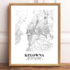 Eleville Unframed Kelowna British Columbia City View Abstract Road Modern Map Art Print Poster Wall Office Home Decor Minimalist Line Art Hometown wgn362 - Image 2
