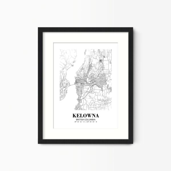 Eleville Unframed Kelowna British Columbia City View Abstract Road Modern Map Art Print Poster Wall Office Home Decor Minimalist Line Art Hometown wgn362