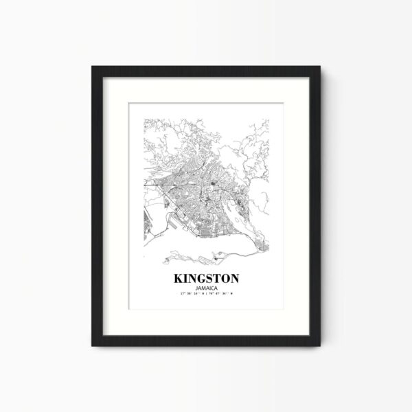 Eleville Unframed Kingston Jamaica City View Abstract Road Modern Map Art Print Poster Wall Office Home Decor Minimalist Line Art Hometown wgn364
