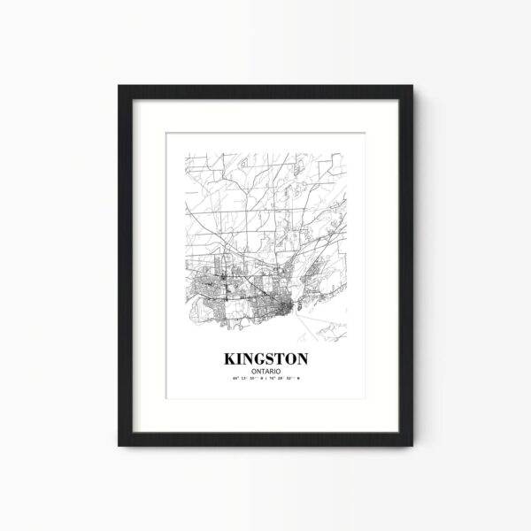Eleville Unframed Kingston Ontario City View Abstract Road Modern Map Art Print Poster Wall Office Home Decor Minimalist Line Art Hometown wgn365
