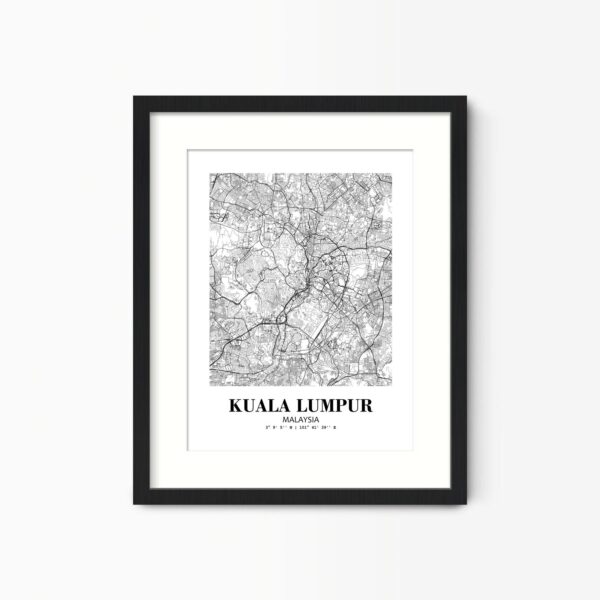 Eleville Unframed Kuala Lumpur Malaysia City View Abstract Road Modern Map Art Print Poster Wall Office Home Decor Minimalist Line Art Hometown wgn368