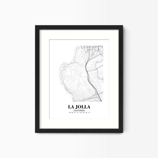 Eleville Unframed La Jolla California City View Abstract Road Modern Map Art Print Poster Wall Office Home Decor Minimalist Line Art Hometown wgn369