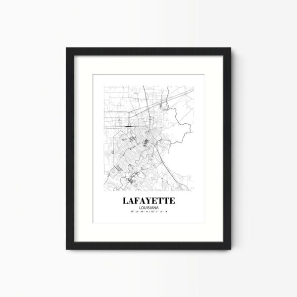 Eleville Unframed Lafayette Louisiana City View Abstract Road Modern Map Art Print Poster Wall Office Home Decor Minimalist Line Art Hometown wgn370