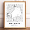 Eleville Unframed Lake Simcoe Ontario City View Abstract Road Modern Map Art Print Poster Wall Office Home Decor Minimalist Line Art Hometown wgn371 - Image 2