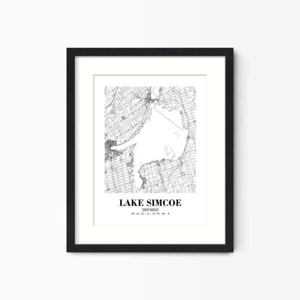 Eleville Unframed Lake Simcoe Ontario City View Abstract Road Modern Map Art Print Poster Wall Office Home Decor Minimalist Line Art Hometown wgn371