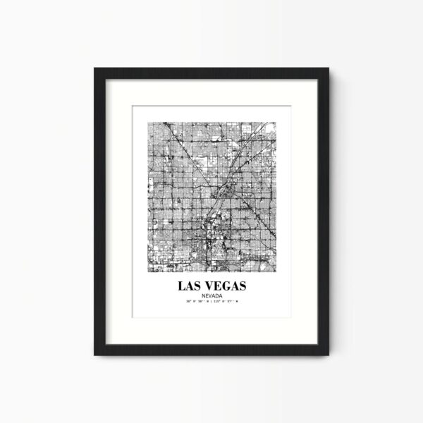 Eleville Unframed Las Vegas Nevada City View Abstract Road Modern Map Art Print Poster Wall Office Home Decor Minimalist Line Art Hometown wgn372