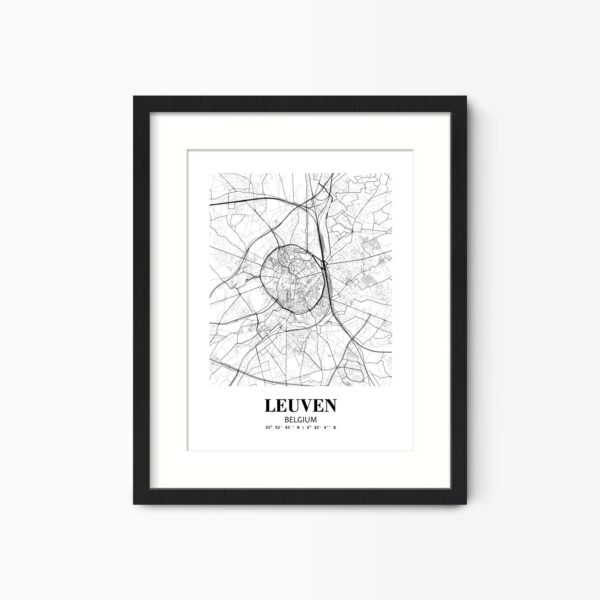 Eleville Unframed Leuven Belgium City View Abstract Road Modern Map Art Print Poster Wall Office Home Decor Minimalist Line Art Hometown wgn375