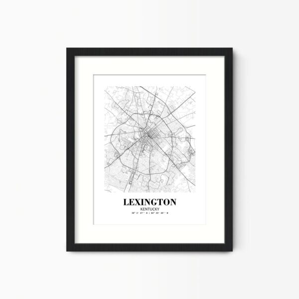 Eleville Unframed Lexington Kentucky City View Abstract Road Modern Map Art Print Poster Wall Office Home Decor Minimalist Line Art Hometown wgn376