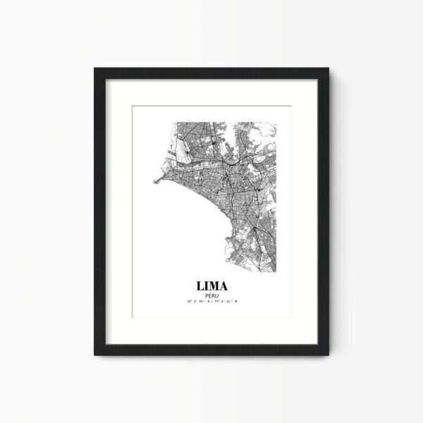 Eleville Unframed Lima Peru City View Abstract Road Modern Map Art Print Poster Wall Office Home Decor Minimalist Line Art Hometown wgn377