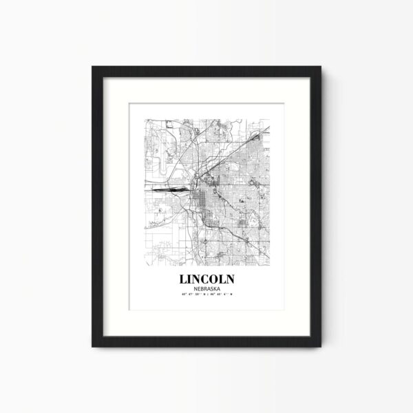 Eleville Unframed Lincoln Nebraska City View Abstract Road Modern Map Art Print Poster Wall Office Home Decor Minimalist Line Art Hometown wgn378