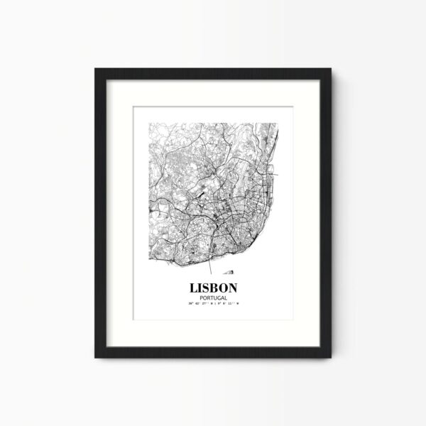 Eleville Unframed Lisbon Portugal City View Abstract Road Modern Map Art Print Poster Wall Office Home Decor Minimalist Line Art Hometown wgn379