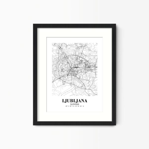 Eleville Unframed Ljubljana Slovenia City View Abstract Road Modern Map Art Print Poster Wall Office Home Decor Minimalist Line Art Hometown wgn382