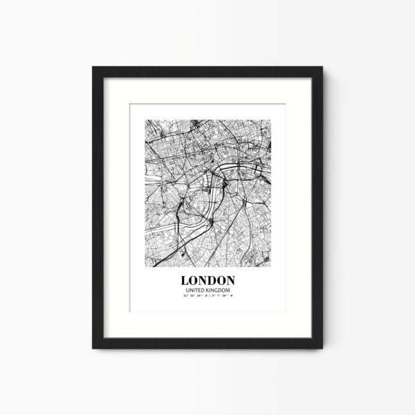 Eleville Unframed London United Kingdom City View Abstract Road Modern Map Art Print Poster Wall Office Home Decor Minimalist Line Art Hometown wgn384