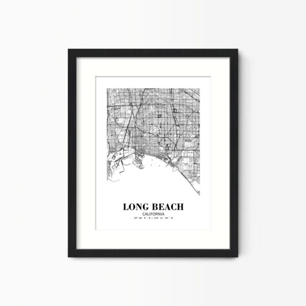 Eleville Unframed Long Beach California City View Abstract Road Modern Map Art Print Poster Wall Office Home Decor Minimalist Line Art Hometown wgn385