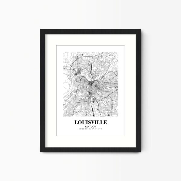 Eleville Unframed Louisville Kentucky City View Abstract Road Modern Map Art Print Poster Wall Office Home Decor Minimalist Line Art Hometown wgn388
