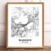 Eleville Unframed Madison Wisconsin City View Abstract Road Modern Map Art Print Poster Wall Office Home Decor Minimalist Line Art Hometown wgn390 - Image 2