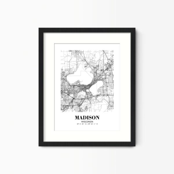 Eleville Unframed Madison Wisconsin City View Abstract Road Modern Map Art Print Poster Wall Office Home Decor Minimalist Line Art Hometown wgn390