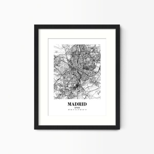 Eleville Unframed Madrid Spain City View Abstract Road Modern Map Art Print Poster Wall Office Home Decor Minimalist Line Art Hometown wgn391