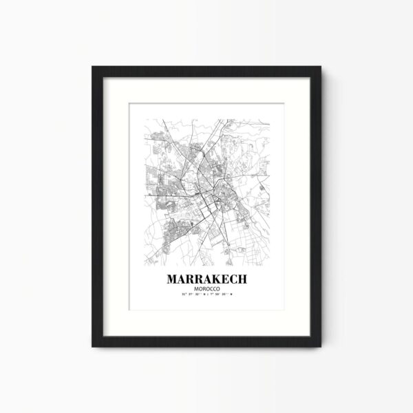 Eleville Unframed Marrakech Morocco City View Abstract Road Modern Map Art Print Poster Wall Office Home Decor Minimalist Line Art Hometown wgn395