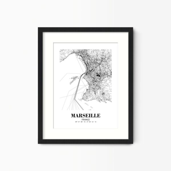 Eleville Unframed Marseille France City View Abstract Road Modern Map Art Print Poster Wall Office Home Decor Minimalist Line Art Hometown wgn396
