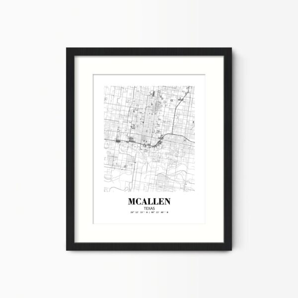 Eleville Unframed McAllen Texas City View Abstract Road Modern Map Art Print Poster Wall Office Home Decor Minimalist Line Art Hometown wgn397