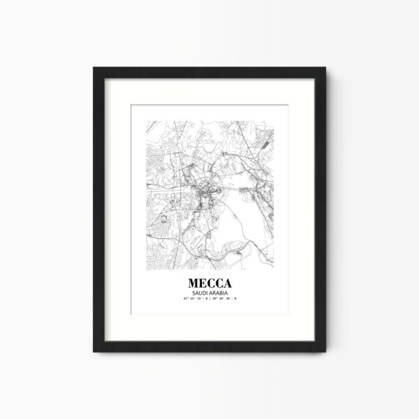 Eleville Unframed Mecca Saudi Arabia City View Abstract Road Modern Map Art Print Poster Wall Office Home Decor Minimalist Line Art Hometown wgn398