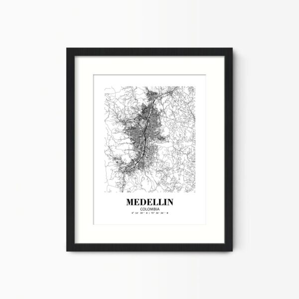 Eleville Unframed Medellin Colombia City View Abstract Road Modern Map Art Print Poster Wall Office Home Decor Minimalist Line Art Hometown wgn399