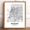 Eleville Unframed Memphis Tennessee City View Abstract Road Modern Map Art Print Poster Wall Office Home Decor Minimalist Line Art Hometown wgn401 - Image 2