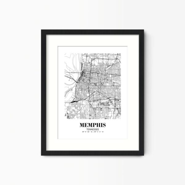 Eleville Unframed Memphis Tennessee City View Abstract Road Modern Map Art Print Poster Wall Office Home Decor Minimalist Line Art Hometown wgn401