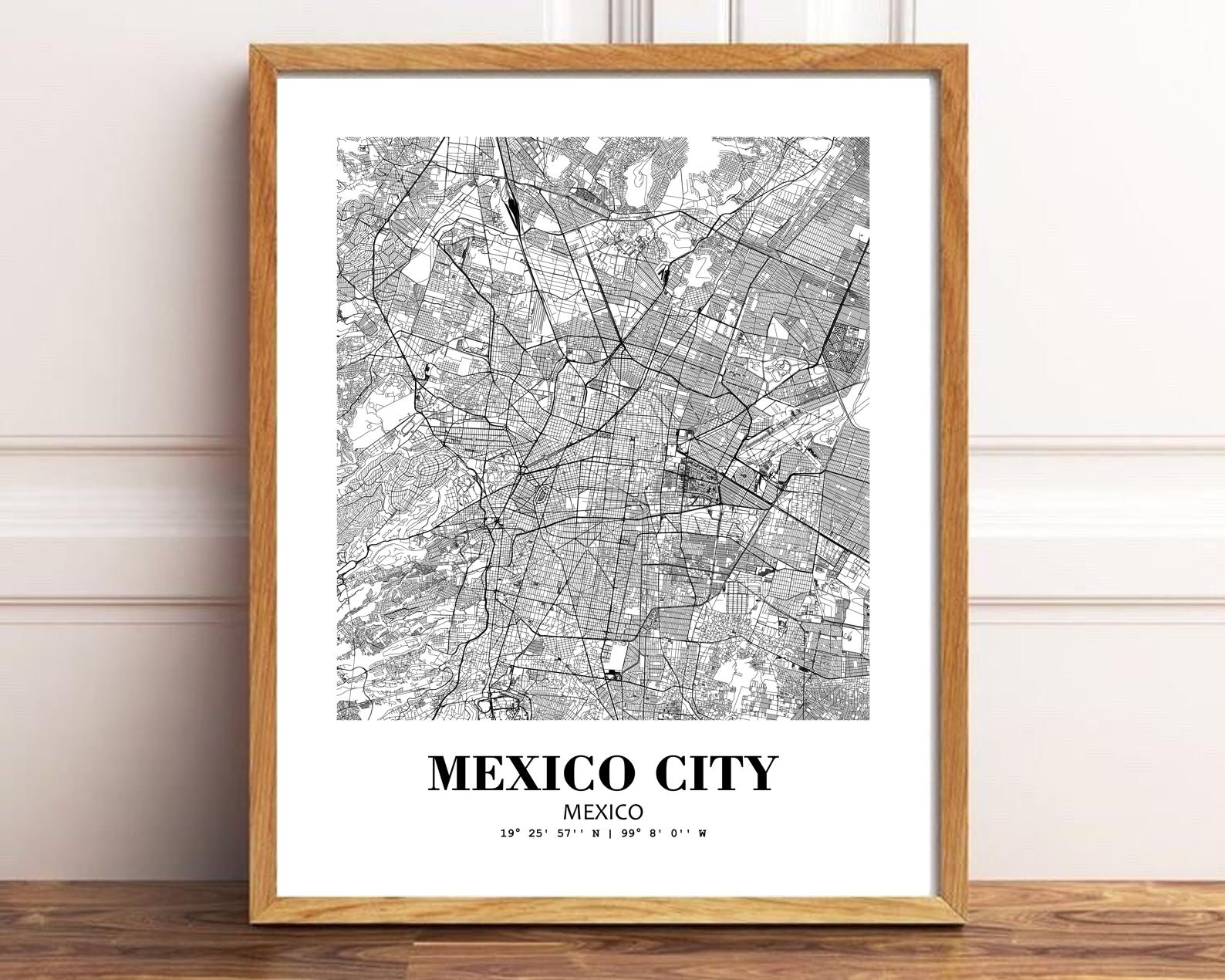 Eleville Unframed Mexico City Mexico City View Abstract Road Modern Map Art Print Poster Wall Office Home Decor Minimalist Line Art Hometown wgn402 - Image 2